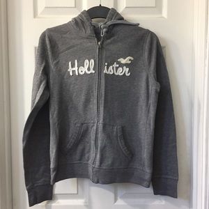 Gray Hollister Hoodie zip Up Front Hood Sw…